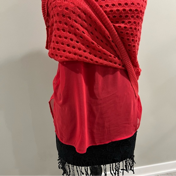 Dressy layered sleeveless blouse tank Outback Red The Limited - Picture 2 of 8